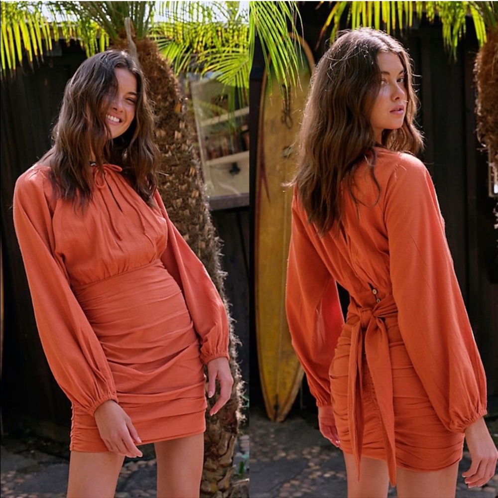Free People The Only One Mini Dress Tangelo Size Small - Picture 2 of 6